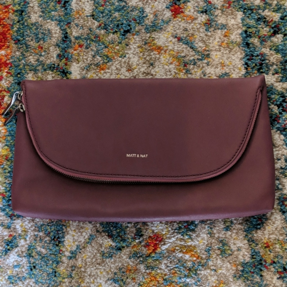 Matt & Nat wine colored clutch purse vegan